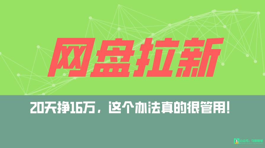 网盘拉新+私域全自动玩法，0粉起号，小白可做，当天见收益，已测单日破5000