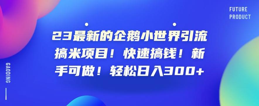 23最新的企鹅小世界引流搞米项目！快速搞钱！新手可做！轻松日入300+【揭秘】插图零零网创资源网