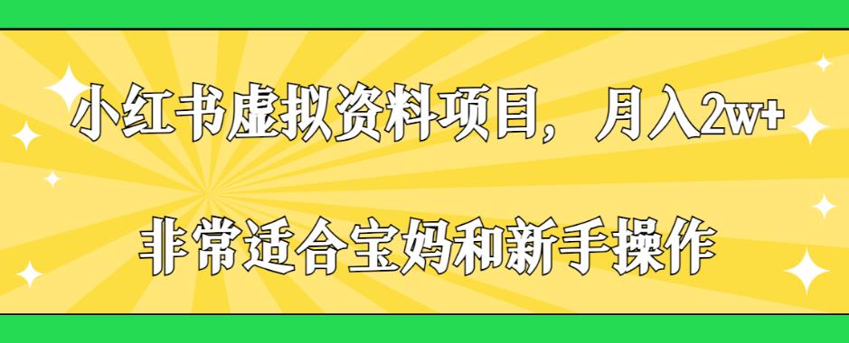 小红书虚拟资料项目，月入2w+，非常适合宝妈和新手操作【揭秘】插图零零网创资源网