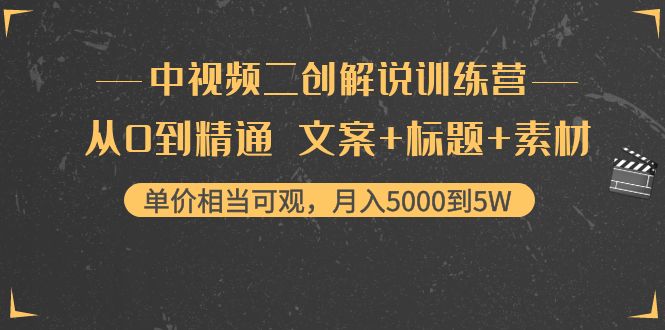 中视频二创解说训练营：从0到精通 文案+标题+素材、月入5000到5W插图零零网创资源网