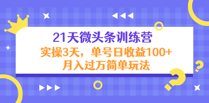 21天微头条训练营，实操3天，单号日收益100+月入过万简单玩法插图零零网创资源网