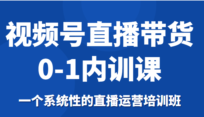 视频号直播带货0-1内训课，一个系统性的直播运营培训班插图零零网创资源网