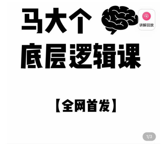 马大个·底层逻辑课，51节底层逻辑智慧课-价值1980元插图零零网创资源网