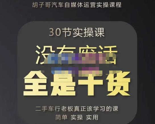 胡子哥·汽车自媒体运营实操课，汽车新媒体二手车短视频运营教程-价值8888元插图零零网创资源网