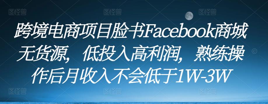 跨境电商项目脸书Facebook商城无货源，低投入高利润，熟练操作后月收入不会低于1W-3W插图零零网创资源网