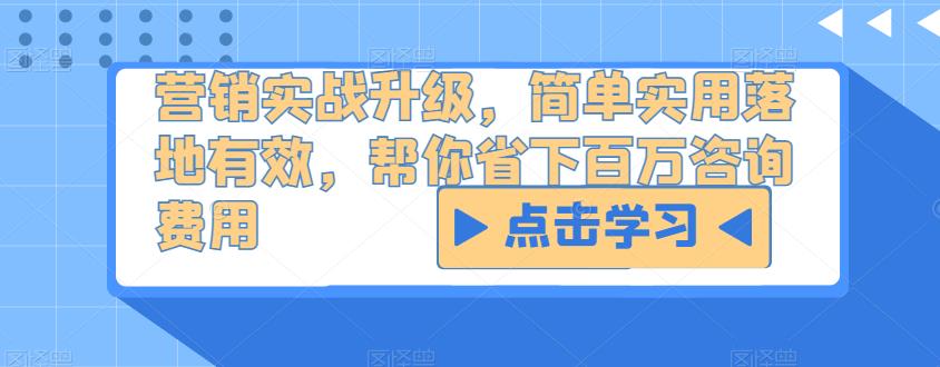 营销实战升级，简单实用落地有效，帮你省下百万咨询费用插图零零网创资源网