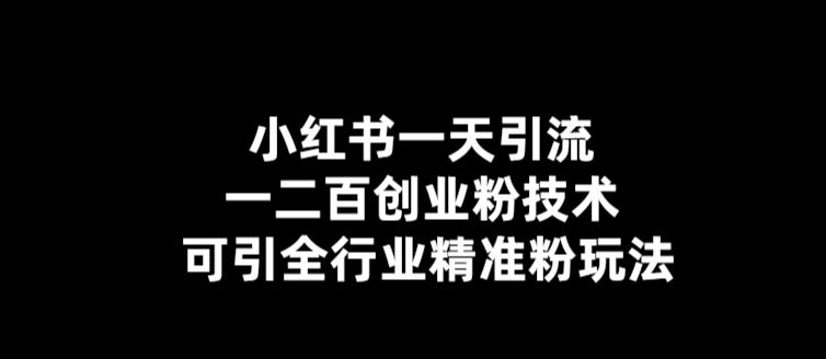 小红书一天引流一二百创业粉技术，可引全行业精准粉玩法【仅揭秘】插图零零网创资源网