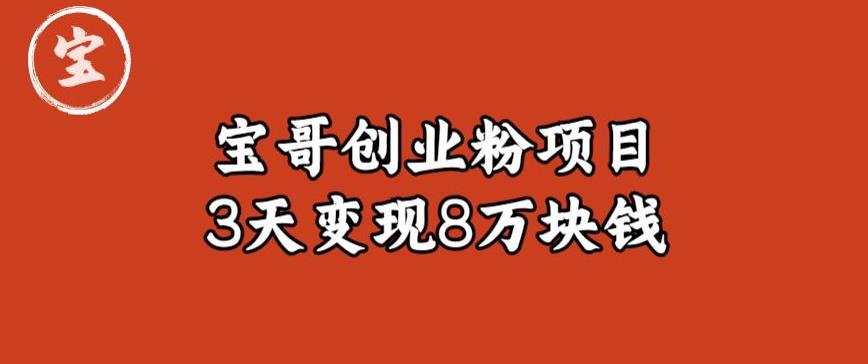 宝哥IP图文创业粉引流项目实战分享：单个账号3天涨粉1万，变现8万块钱（图文教程）【揭秘】插图零零网创资源网