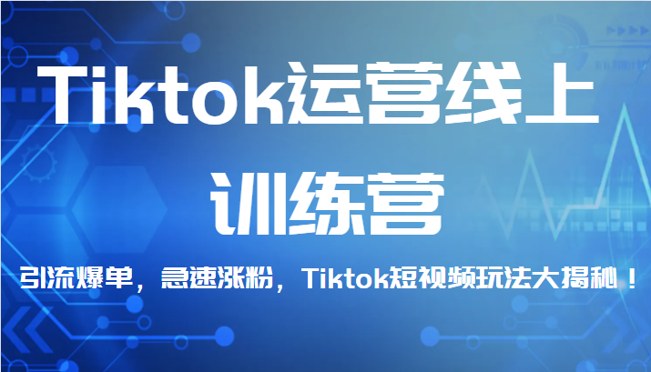 Tiktok运营线上训练营，引流爆单，急速涨粉，Tiktok短视频玩法大揭秘！插图零零网创资源网