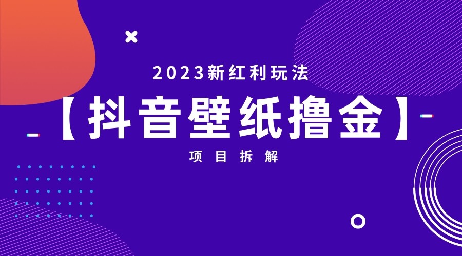 2023新红利玩法，抖音壁纸撸金项目拆解插图零零网创资源网