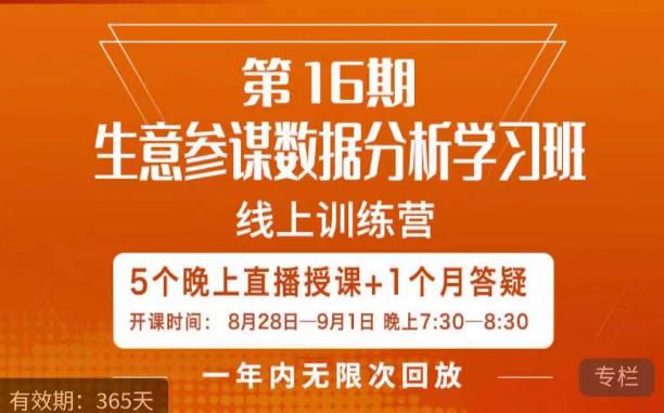 宁静·生意参谋数据分析学习班，解决商家4大痛点，学会分析数据，打造爆款！插图零零网创资源网