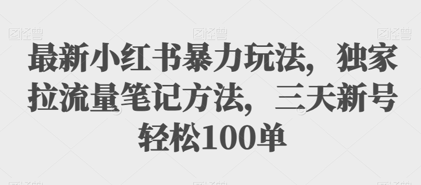 最新小红书暴力玩法，独家拉流量笔记方法，三天新号轻松100单【揭秘】插图零零网创资源网