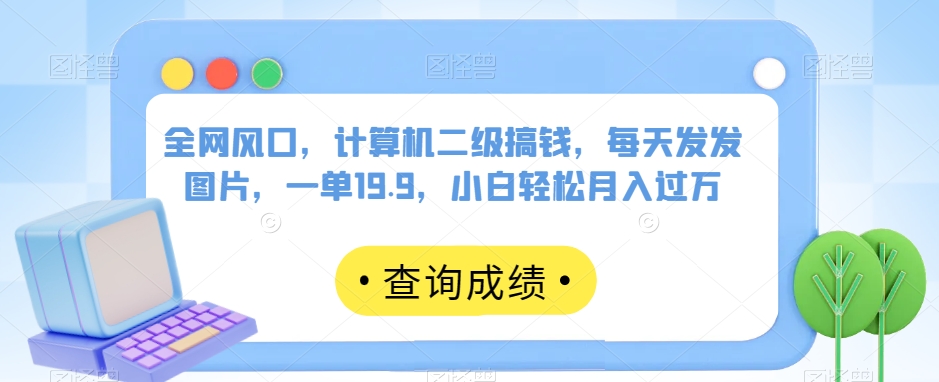 全网风口，计算机二级搞钱，每天发发图片，一单19.9，小白轻松月入过万【揭秘】插图零零网创资源网