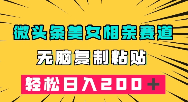 微头条冷门美女相亲赛道，无脑复制粘贴，轻松日入200＋【揭秘】插图零零网创资源网