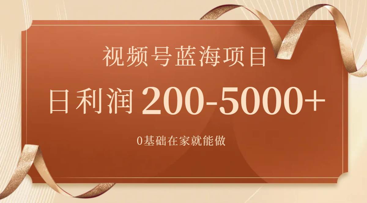 （7585期）视频号蓝海项目，0基础在家也能做，日入200-5000+【附266G资料】插图零零网创资源网