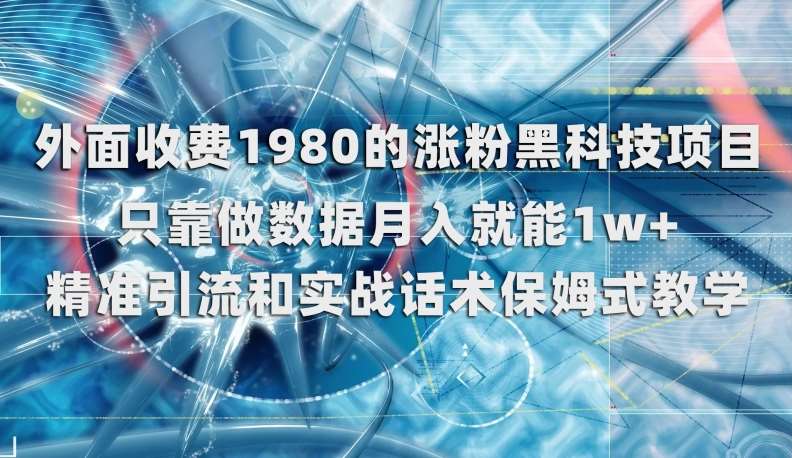 外面收费1980的涨粉黑科技项目，只靠做数据月入就能1w+【揭秘】插图零零网创资源网