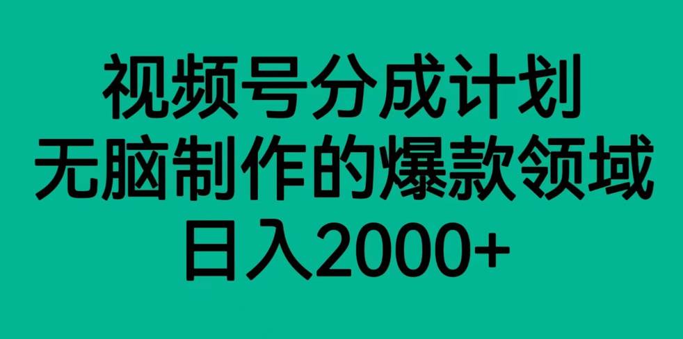 视频号分成计划，轻松无脑制作的爆款领域，日入2000+插图零零网创资源网