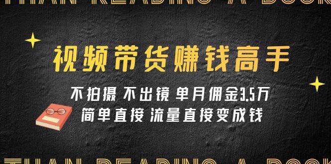 （7713期）视频带货赚钱高手课程：不拍摄 不出镜 单月佣金3.5w 简单直接 流量直接变钱插图零零网创资源网