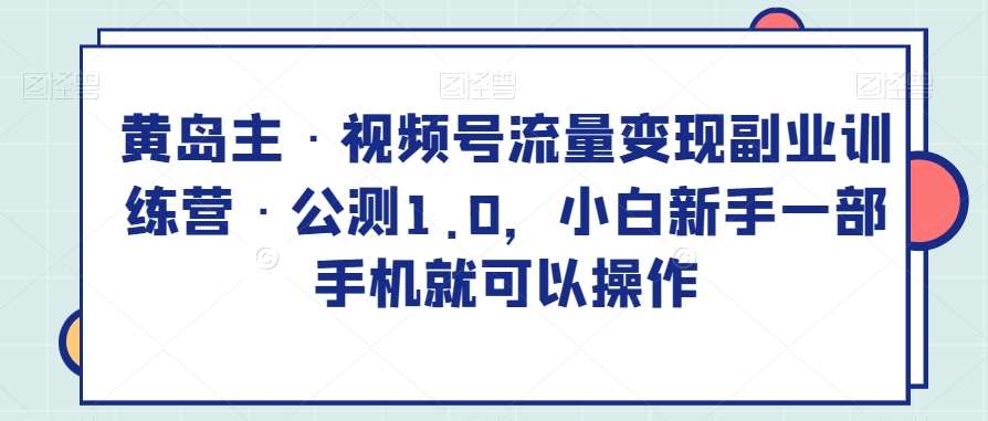 黄岛主·视频号流量变现副业训练营·公测1.0，小白新手一部手机就可以操作插图零零网创资源网