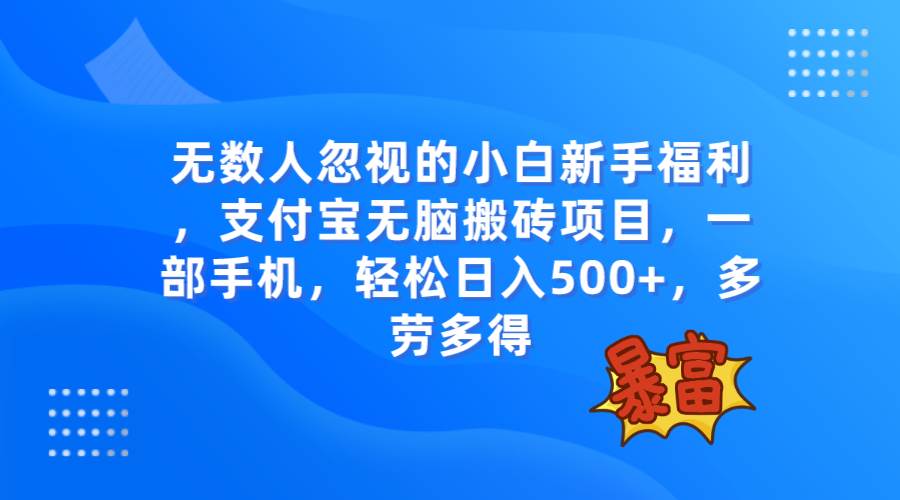 （7830期）无数人忽视的项目，支付宝无脑搬砖项目，一部手机即可操作，轻松日入500+插图零零网创资源网