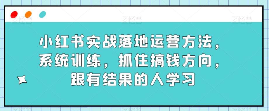 小红书实战落地运营方法，系统训练，抓住搞钱方向，跟有结果的人学习插图零零网创资源网