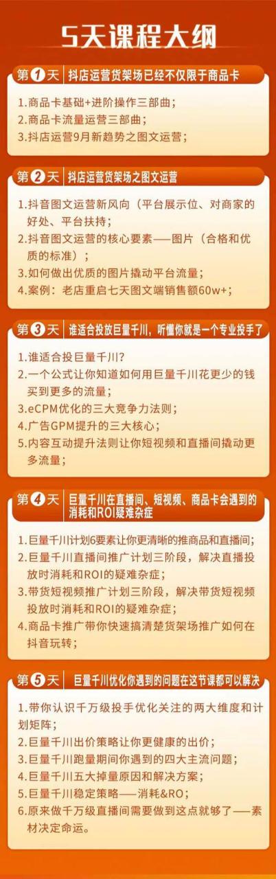 （7976期）巨量千川投放5天课程：抖音商品卡+爆款图文+千川投流线上课插图零零网创资源网