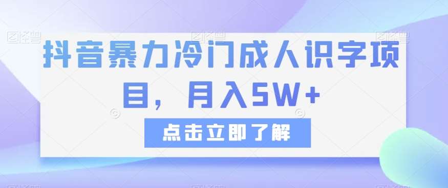 抖音暴力冷门成人识字项目，月入5W+【揭秘】插图零零网创资源网