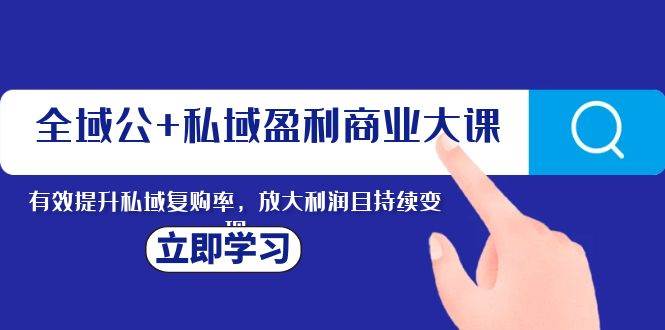 （8045期）全域公+私域盈利商业大课，有效提升私域复购率，放大利润且持续变现插图零零网创资源网