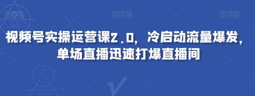 视频号实操运营课2.0，冷启动流量爆发，单场直播迅速打爆直播间插图零零网创资源网