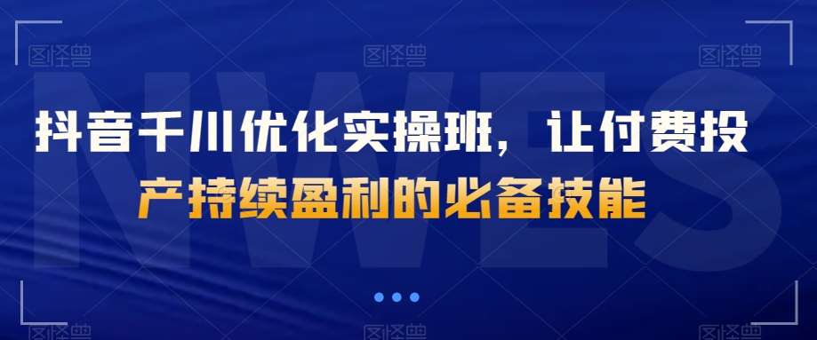 抖音千川优化实操班，让付费投产持续盈利的必备技能插图零零网创资源网