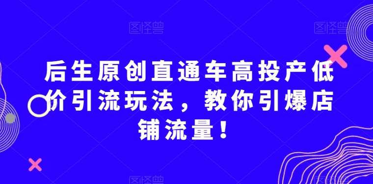 后生原创直通车高投产低价引流玩法，教你引爆店铺流量！插图零零网创资源网