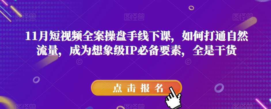 11月短视频全案操盘手线下课，如何打通自然流量，成为想象级IP必备要素，全是干货插图零零网创资源网