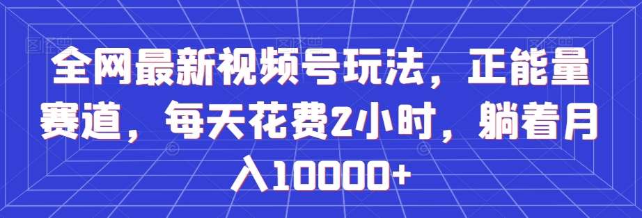 全网最新视频号玩法，正能量赛道，每天花费2小时，躺着月入10000+【揭秘】插图零零网创资源网