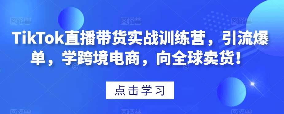 TikTok直播带货实战训练营，引流爆单，学跨境电商，向全球卖货！插图零零网创资源网