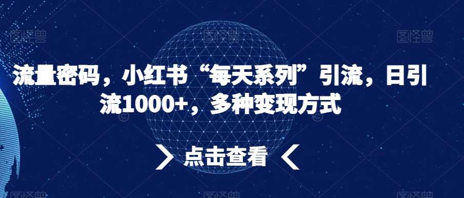 流量密码，小红书“每天系列”引流，日引流1000+，多种变现方式【揭秘】插图零零网创资源网