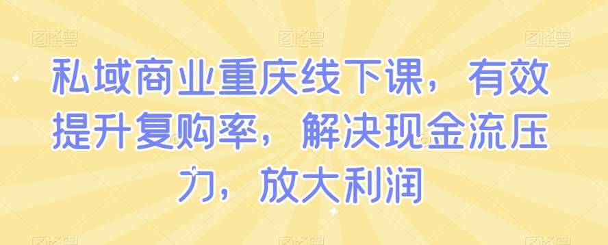 私域商业重庆线下课，有效提升复购率，解决现金流压力，放大利润插图零零网创资源网