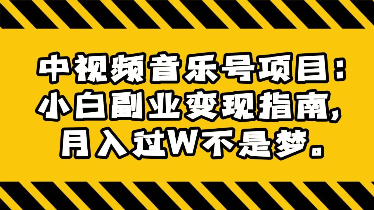 中视频音乐号项目：小白副业变现指南，月入过W不是梦。插图零零网创资源网