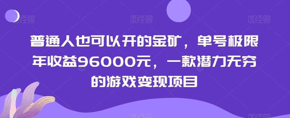 普通人也可以开的金矿，单号极限年收益96000元，一款潜力无穷的游戏变现项目【揭秘】插图零零网创资源网