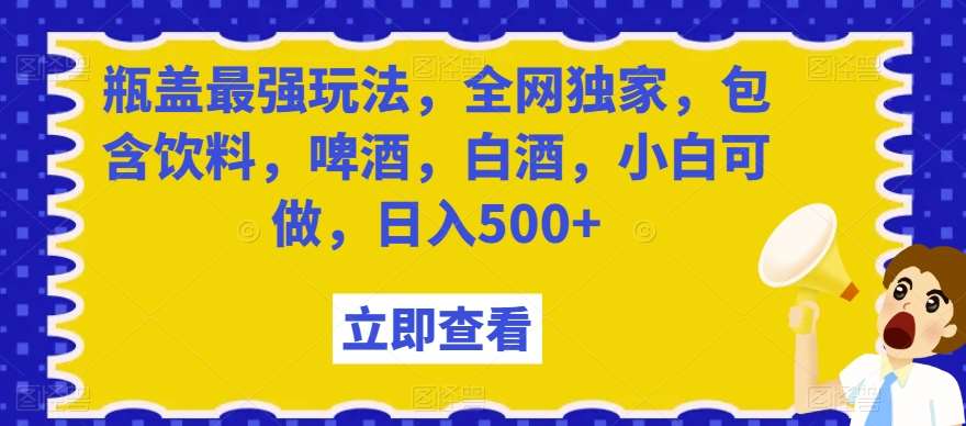 瓶盖最强玩法，全网独家，包含饮料，啤酒，白酒，小白可做，日入500+【揭秘】插图零零网创资源网