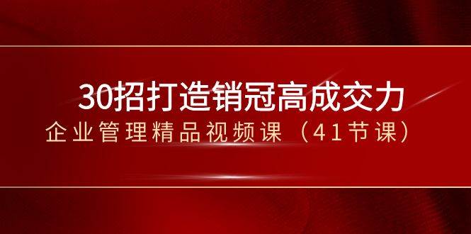 （8477期）30招-打造销冠高成交力-企业管理精品视频课（41节课）插图零零网创资源网