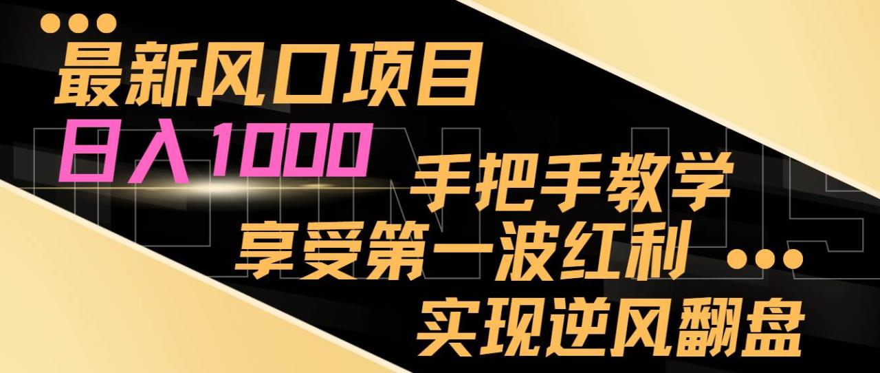 最新风口项目，日入1000，手把手教学，享受第一波红利，实现逆风翻盘插图零零网创资源网