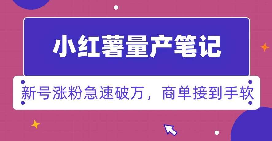 小红书量产笔记，一分种一条笔记，新号涨粉急速破万，新黑马赛道，商单接到手软【揭秘】插图零零网创资源网