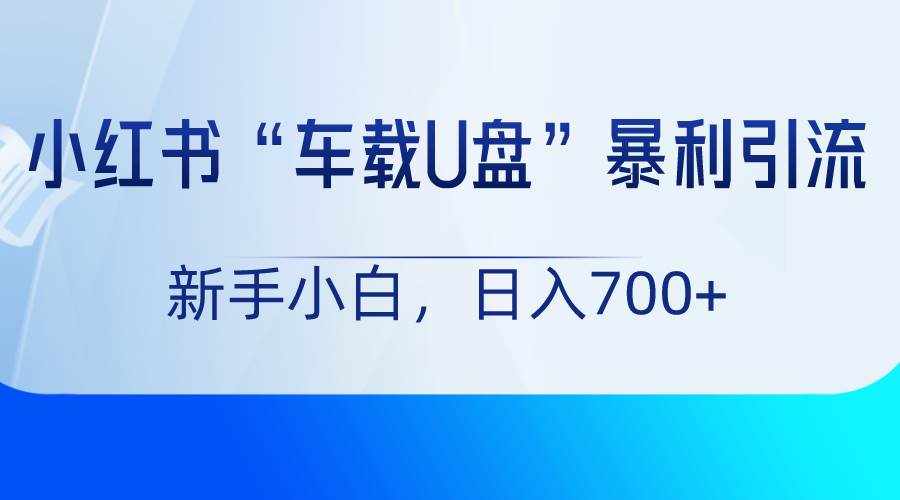 小红书“车载U盘”项目，暴利引流，新手小白轻松日入700+插图零零网创资源网