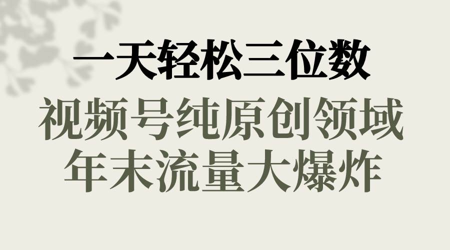 （8647期）一天轻松三位数，视频号纯原创领域，春节童子送祝福，年末流量大爆炸，插图零零网创资源网