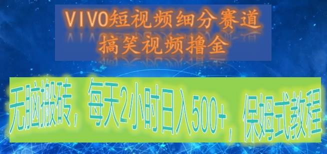 VIVO短视频细分赛道，搞笑视频撸金，无脑搬砖，每天2小时日入500+，保姆式教程插图零零网创资源网