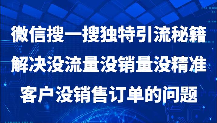 微信搜一搜暴力引流，解决没流量没销量没精准客户没销售订单的问题插图零零网创资源网