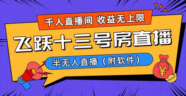 （8711期）爆火飞跃十三号房半无人直播，一场直播上千人，日入过万！（附软件）插图零零网创资源网