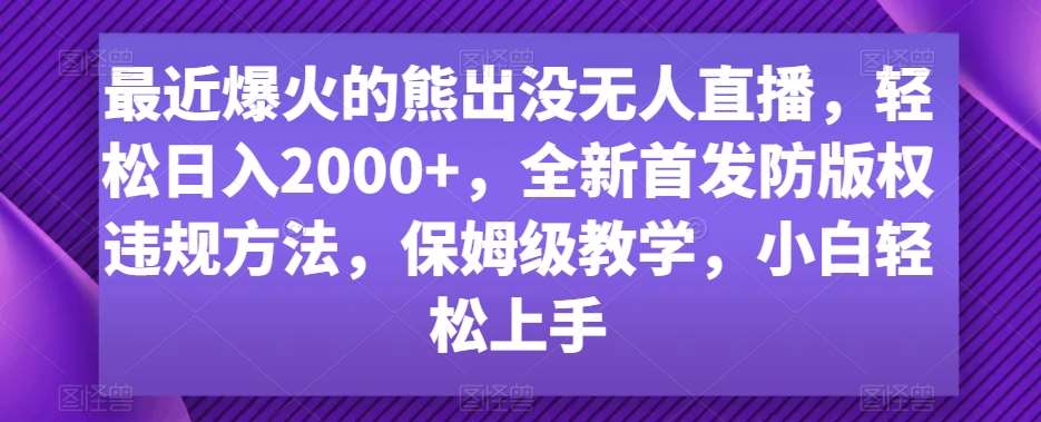 最近爆火的熊出没无人直播，轻松日入2000+，全新首发防版权违规方法【揭秘】插图零零网创资源网