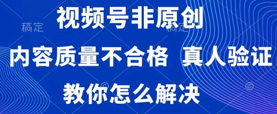 视频号非原创，内容质量不合格，真人验证，违规怎么解决【揭秘】插图零零网创资源网