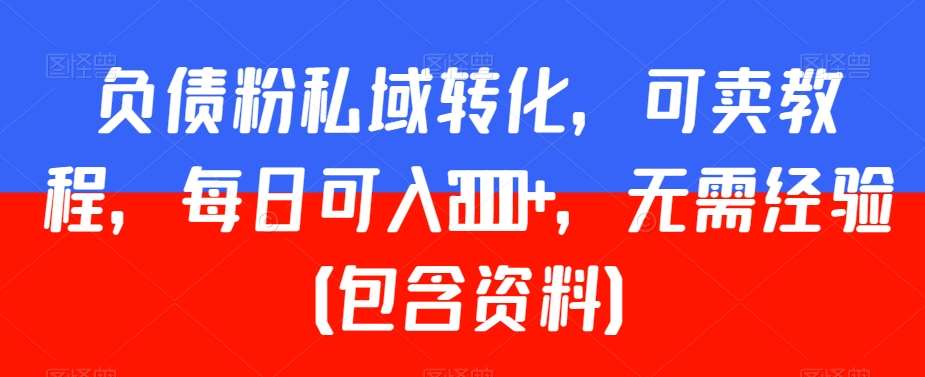 负债粉私域转化，可卖教程，每日可入2000+，无需经验（包含资料）【揭秘】插图零零网创资源网